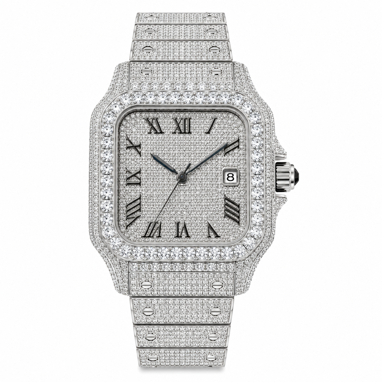 Silver Roman CZ Watch