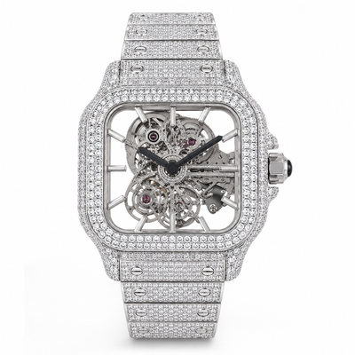 Silver Skeleton CZ Watch