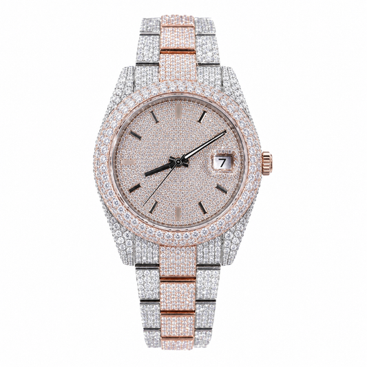 Two-Tone CZ Iced Watch