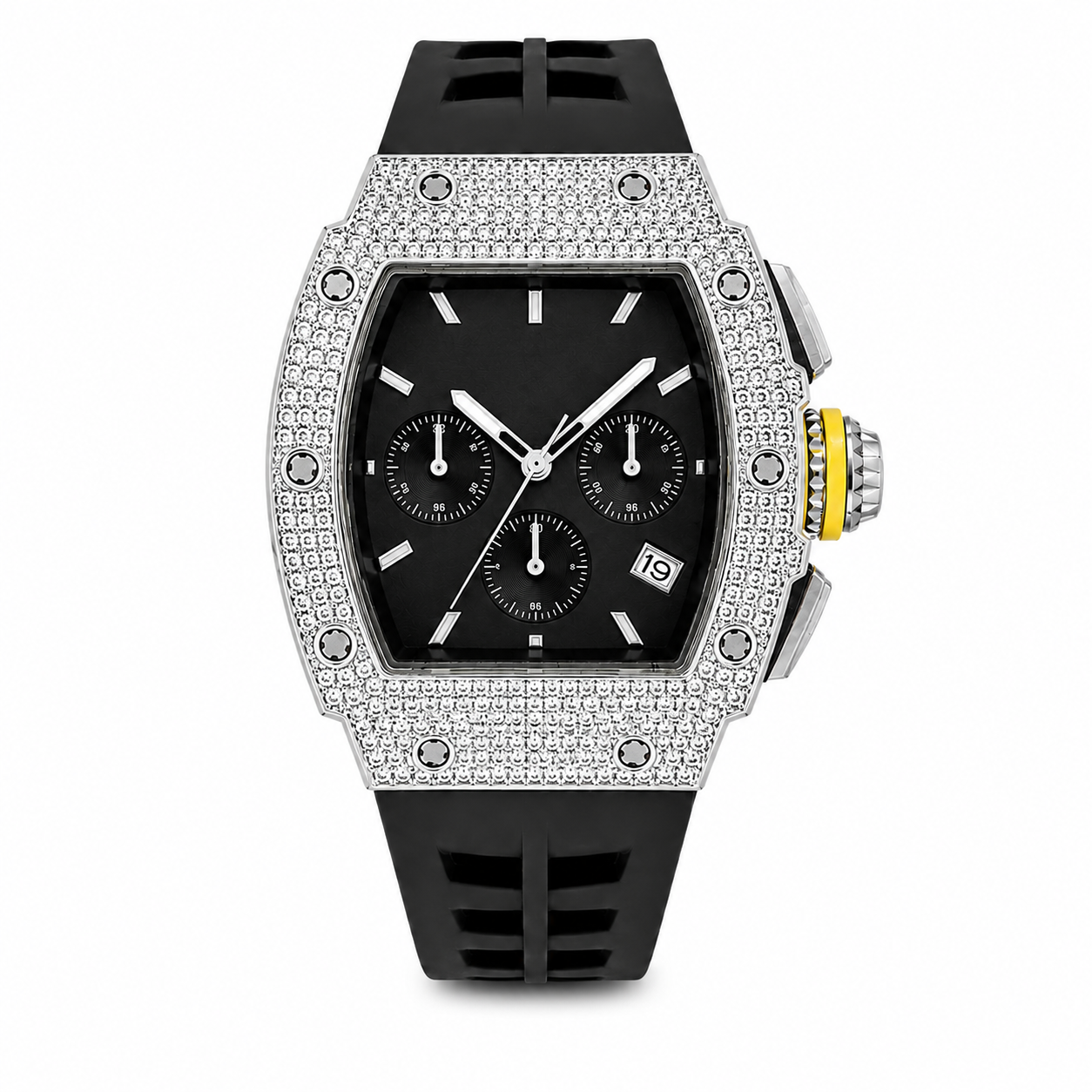 Black & Silver CZ Sport Watch