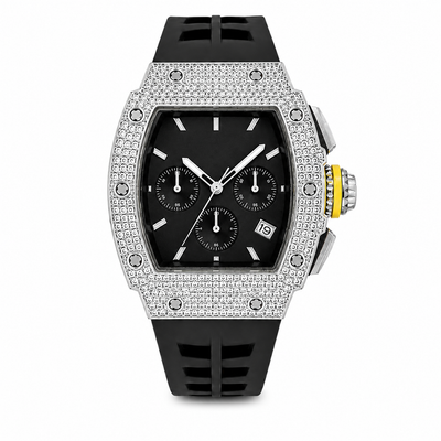 Black & Silver CZ Sport Watch